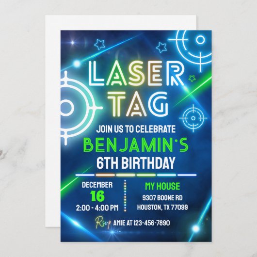 Einladung zum Laser Tag, Laser-Tag (Vorne/Hinten)