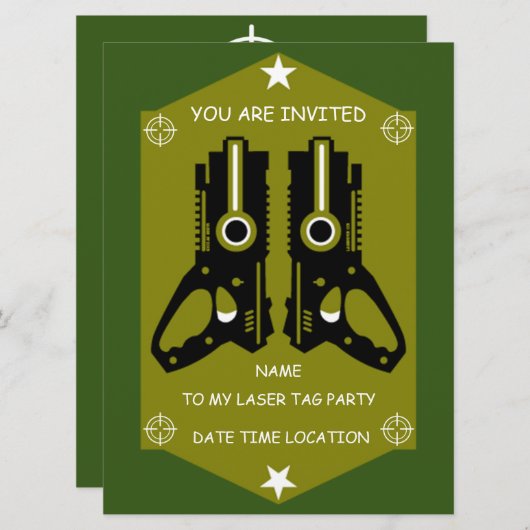 Einladung zum Laser-Tag-Party (Vorne/Hinten)