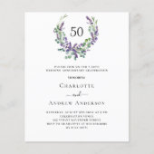 Einladung zum Lavender Budget Hochzeitstag (Vorderseite)