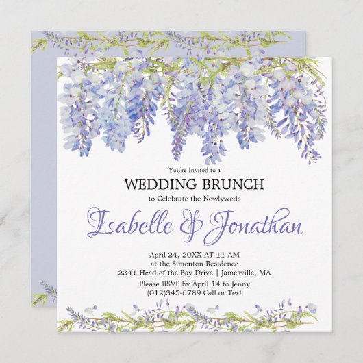 Einladung zum lila Blumengebäck nach Hochzeiten (Vorne/Hinten)