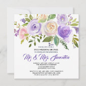 Einladung zum lila Blumengebäck nach Hochzeiten (Vorderseite)