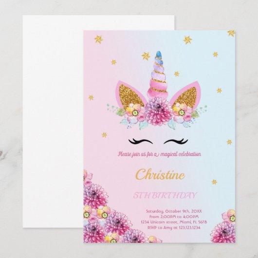 Einladung zum lila Floraleintrag (Vorne/Hinten)