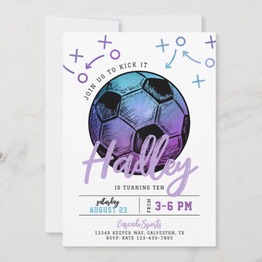 Einladung zum lila Fußball (Vorderseite)