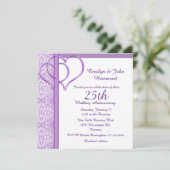 Einladung zum lila Herz zum Hochzeitstag (Stehend Vorderseite)