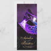 Einladung zum Lila Masquerade Hochzeitsprogramm (Vorderseite)