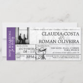 Einladung zum lila Pariser Hochzeitstag Boarding (Vorderseite)