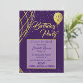 Einladung zum lila und goldenen Geburtstag (Stehend Vorderseite)