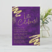 Einladung zum lila und goldenen Geburtstag (Stehend Vorderseite)