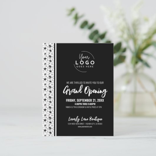 Einladung zum Logogeschäft Postkarte (Stehend Vorderseite)