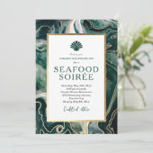 Einladung zum Meeresfrüchte-Dinner Emerald Marble (Stehend Vorderseite)