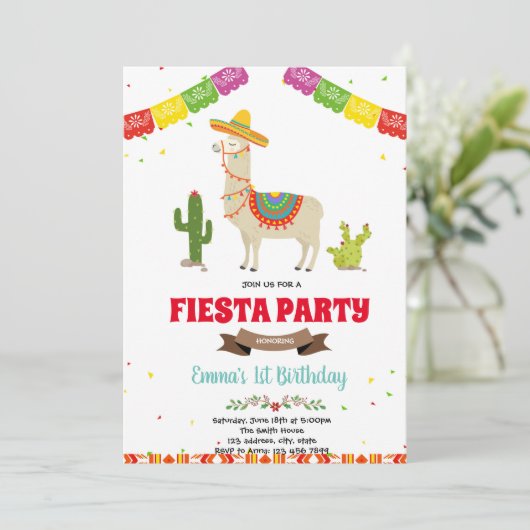 Einladung zum mexikanischen Fiesta-Lama (Stehend Vorderseite)