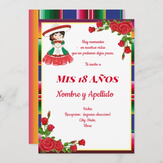 Einladung zum mexikanischen Thema (Vorne/Hinten)