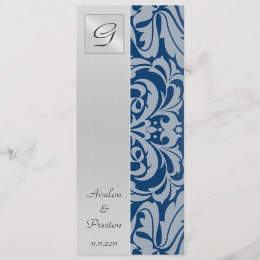 Einladung zum Mongram Royal Damask Hochzeitsprogra (Vorderseite)