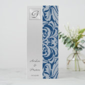 Einladung zum Mongram Royal Damask Hochzeitsprogra (Stehend Vorderseite)