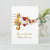 Einladung zum Musikkonzert in Goldschrift (Stehend Vorderseite)