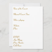 Einladung zum Musikkonzert in Goldschrift (Rückseite)