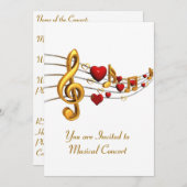 Einladung zum Musikkonzert in Goldschrift (Vorne/Hinten)
