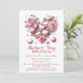 Einladung zum Muttertag | Herz Macaron (Stehend Vorderseite)