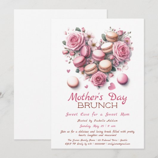 Einladung zum Muttertag | Herz Macaron (Vorne/Hinten)