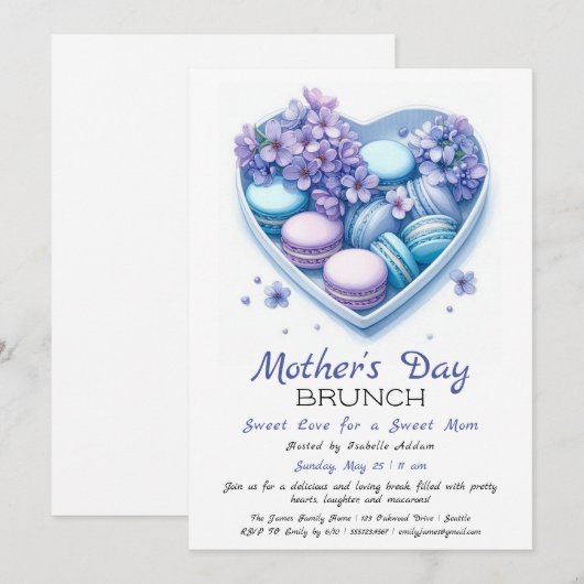 Einladung zum Muttertag | Herz Macaron (Vorne/Hinten)