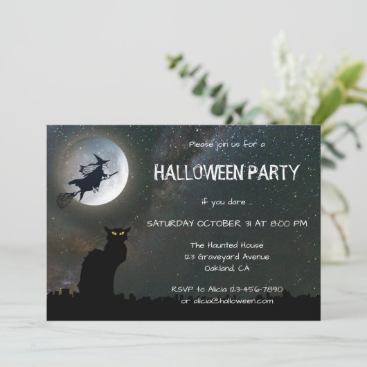 Einladung zum Nachtkatzen-Halloween-Party in Moonl (Stehend Vorderseite)