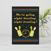 Einladung zum nächtlichen Bowling Neon Retro Styli (Stehend Vorderseite)
