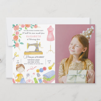 Einladung zum Nähen am Geburtstag mit Foto