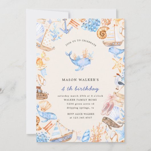 Einladung zum nautischen Kindergeburtstag (Vorderseite)