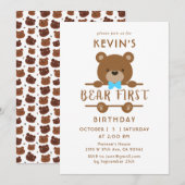 Einladung zum niedlichen Bären zum ersten Geburtst (Vorne/Hinten)
