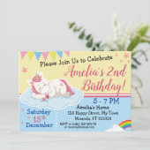 Einladung zum niedlichen Einhorn-Geburtstag (Stehend Vorderseite)