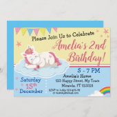 Einladung zum niedlichen Einhorn-Geburtstag (Vorne/Hinten)