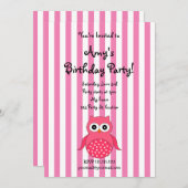 Einladung zum niedlichen Geburtstag der Eule (Vorne/Hinten)
