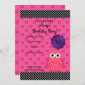 Einladung zum niedlichen Geburtstag der Eule (Vorne/Hinten)