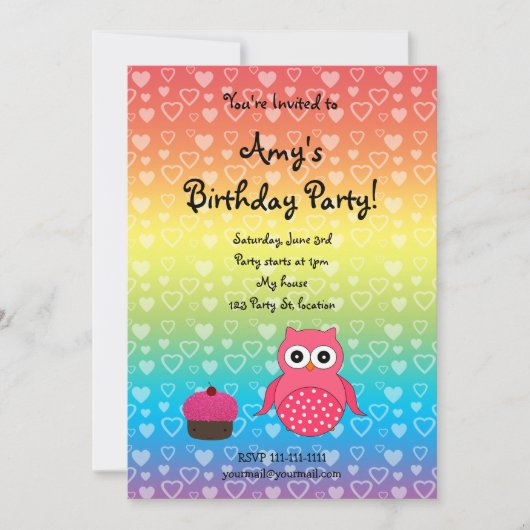 Einladung zum niedlichen Geburtstag der Eule (Vorderseite)