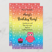 Einladung zum niedlichen Geburtstag der Eule (Vorne/Hinten)