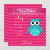 Einladung zum niedlichen Geburtstag der Eule (Vorne/Hinten)