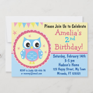 Einladung zum niedlichen Geburtstag der Eule