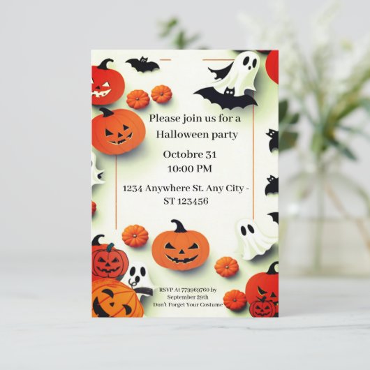 Einladung zum niedlichen Halloween-Party (Stehend Vorderseite)