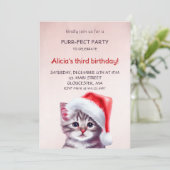 Einladung zum niedlichen Katzengeburtstag (Stehend Vorderseite)