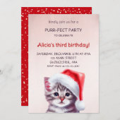 Einladung zum niedlichen Katzengeburtstag (Vorne/Hinten)