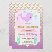 Einladung zum niedlichen lila Narwal (Vorne/Hinten)