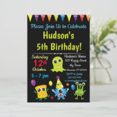 Einladung zum niedlichen Monster-Geburtstag (Stehend Vorderseite)