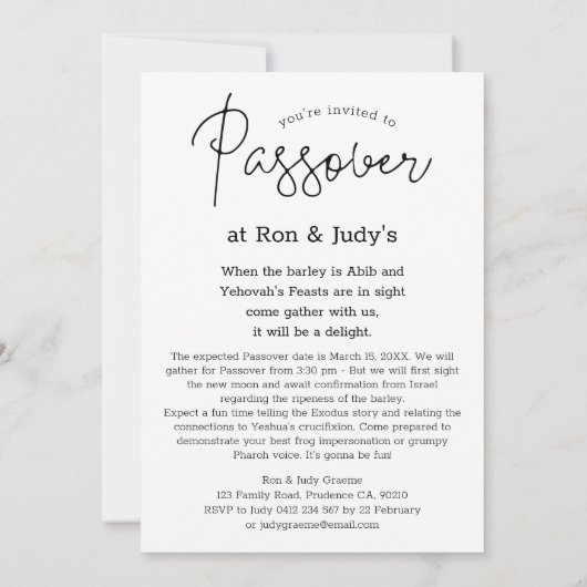 Einladung zum niedlichen Pessach (Rückseite)