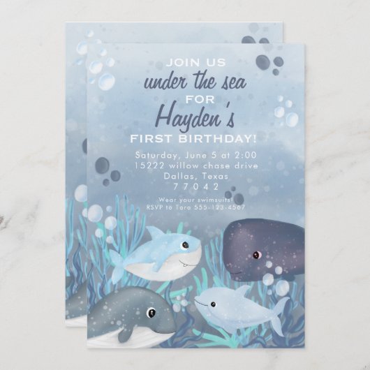 Einladung zum Ocean-Geburtstag (Vorne/Hinten)