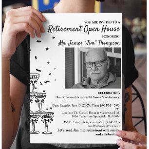 Einladung zum offenen Haus zum Ruhestand Flyer