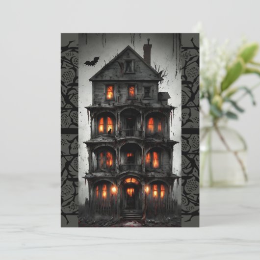 Einladung zum Old Spooky House Halloween-Party (Stehend Vorderseite)