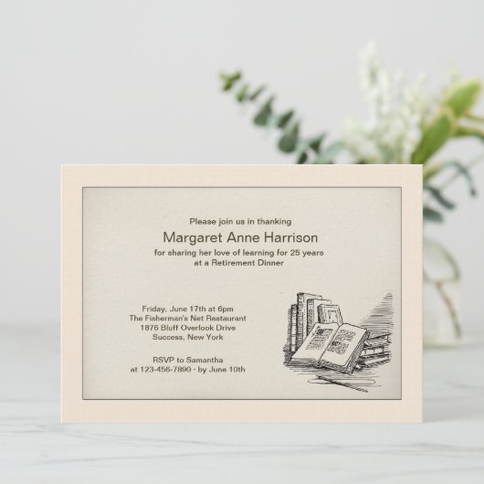 Einladung zum Open Book Retirement Dinner (Stehend Vorderseite)