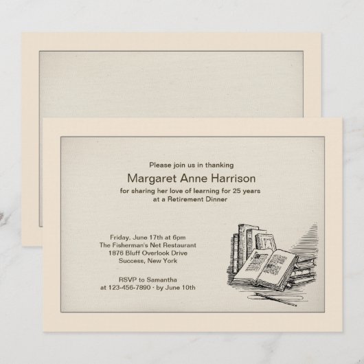 Einladung zum Open Book Retirement Dinner (Vorne/Hinten)