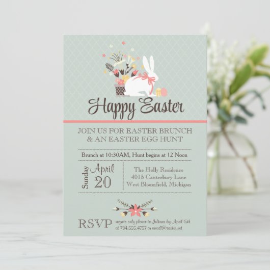 Einladung zum Osterbrunch, Ostereisjagd einladen (Stehend Vorderseite)
