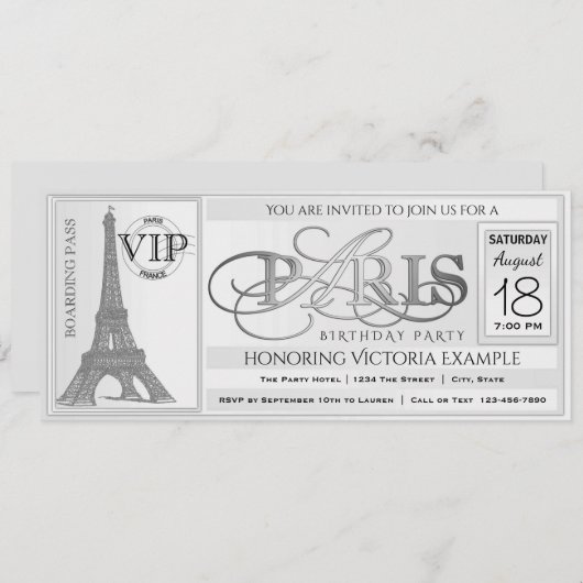 Einladung zum Pariser Geburtstag (Vorne/Hinten)